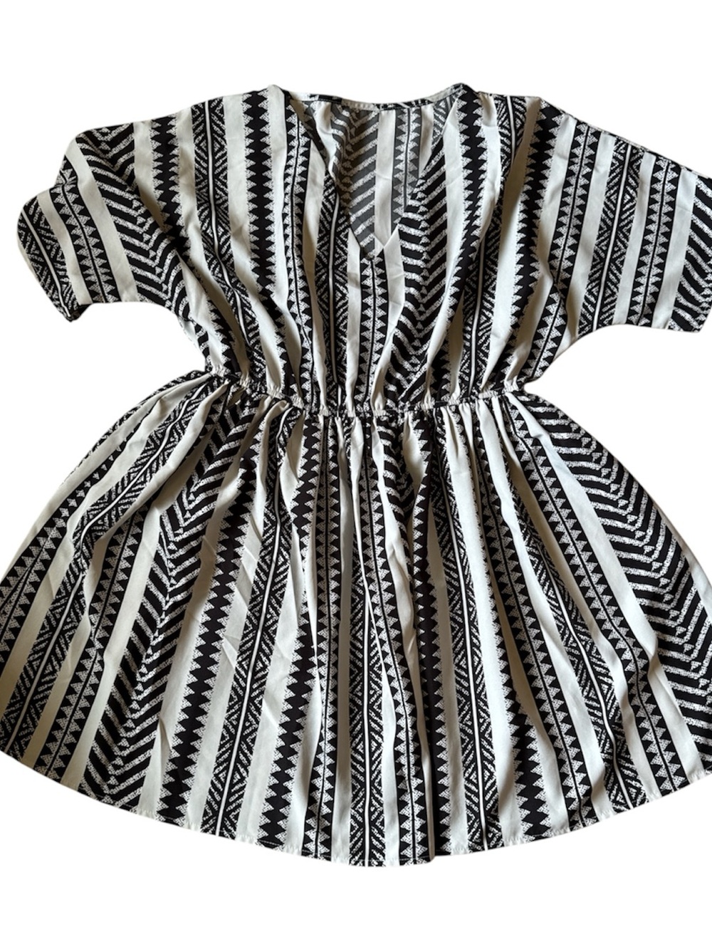 Black & White CUPSHE Striped Aztec Dress